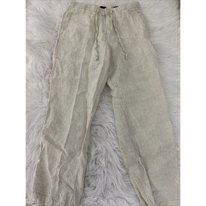 HM womens relaxed fit linen pants Tan Size 32R EUC